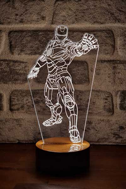 BY-LAMP Iron Man Stance Figürlü Dekoratif Hediye Led Masa Lambası | 7 Işık Re...