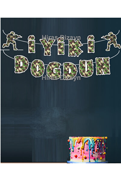 Hiras Dizayn Banner pentru felicitarea de la ziua de naștere a armatei militare de comandă, 12 bucăți, ornament pentru petrecere, ornament pentru ziua de naștere, carton gros, Ipl