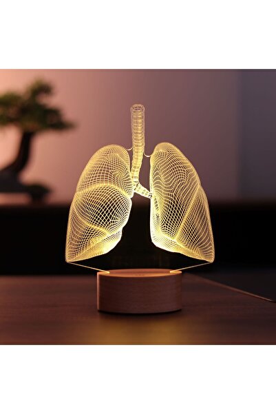 BY-LAMP Akciğer Figürlü Dekoratif Hediye Led Masa Lambası | 7 Işık Rengi | Ah...