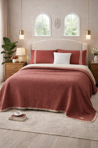 Vintero Home Müslin Dokulu %100 Pamuk Çift Kişilik Pike Seti 200x240 cm