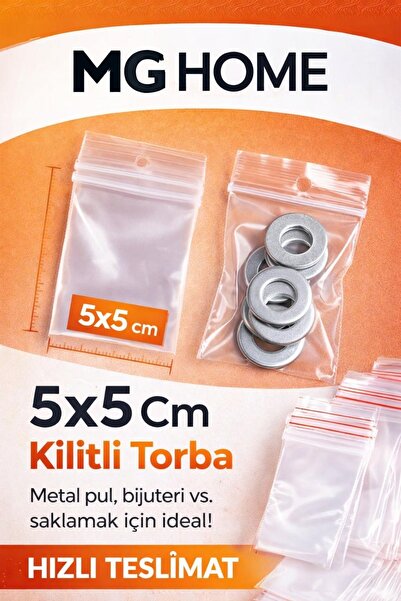 VENON 200 Adet 🧿 5x5 Cm 🧿KİLİTLİ POŞET 🧿 Kilitli Torba / Şeffaf / Kına Çer...