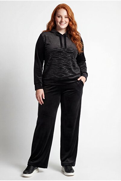 Ebsumu طقم بدلة رياضية نسائية كبيرة الحجم من القطيفة بمظهر الحجر الطبيعي بالل...