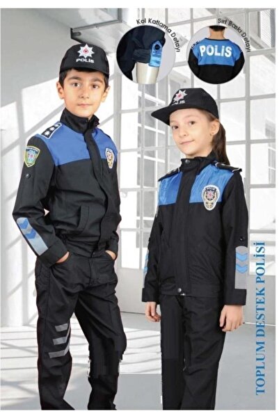EntarzButik Costum de poliție pentru copii unisex, uniformă de poliție, albas...