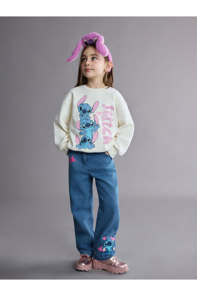 LC Waikiki Lcw Kids Buy Elastic Waist Stitch Printed Girls' Jean Trousers