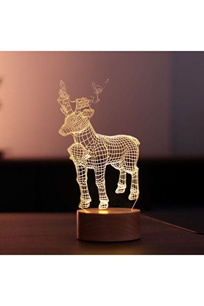 BY-LAMP Yeni Yıl Geyiği Figürlü Dekoratif Hediye Led Masa Lambası | Bylamp