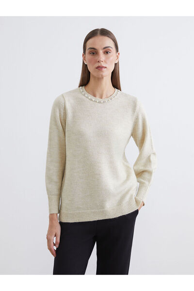 LC Waikiki Vizyon New Season Crew Neck Stone Women's Knitwear Sweater