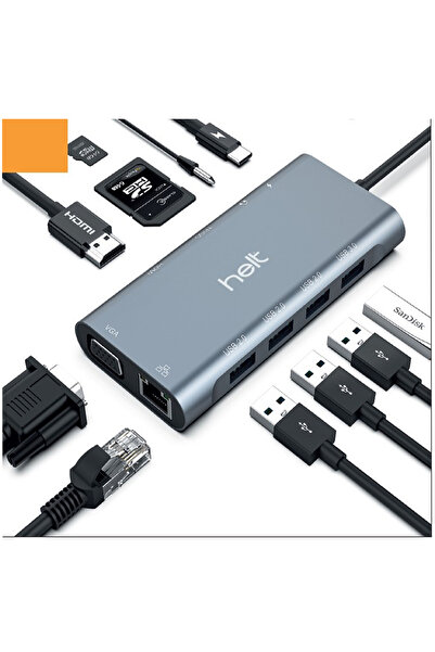 ÇELİKTECH 11i 1 arada Type C'den Dock Station Çoğaltıcı-Çevirici