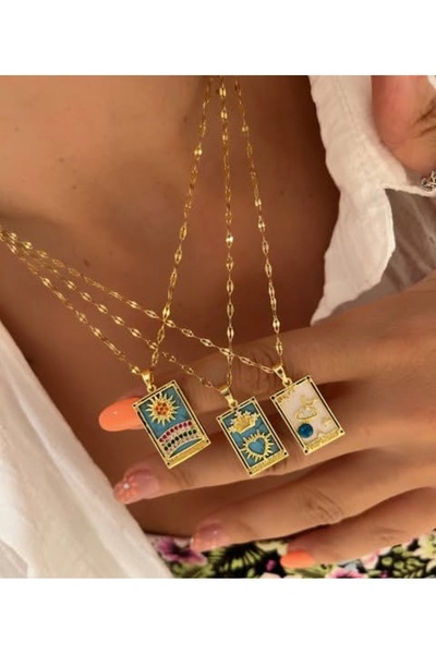 Xui İmparatoriçe Tarot Kart Kadın Kolye - Gold The Empress Tarot Kart