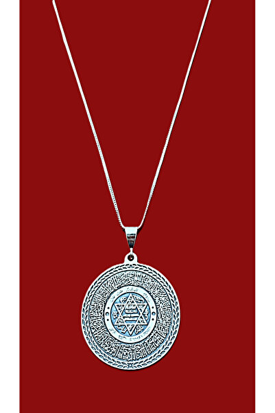 Takı Mi Madalyon Gümüş Davut Yıldızı Süleyman mührü Madalyon Kolye