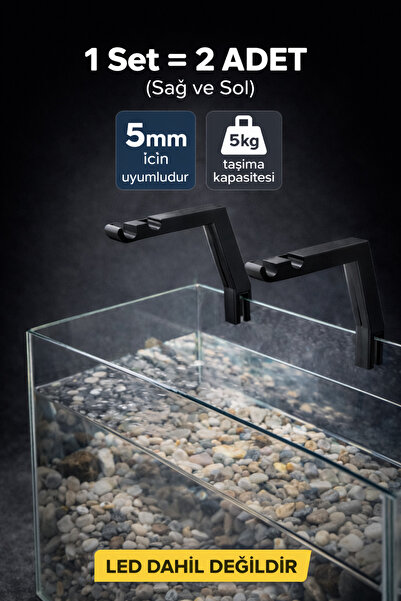 İN3DEX Akvaryum Led Tutucu Aparat 2 Adet Set 5mm Cam içindir