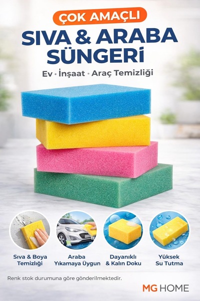 VENON 🧽Sıva Süngeri 24 Adet 🧽 Renkli Sünger Oto Yıkama ve Sıva Süngeri 1.Ka...