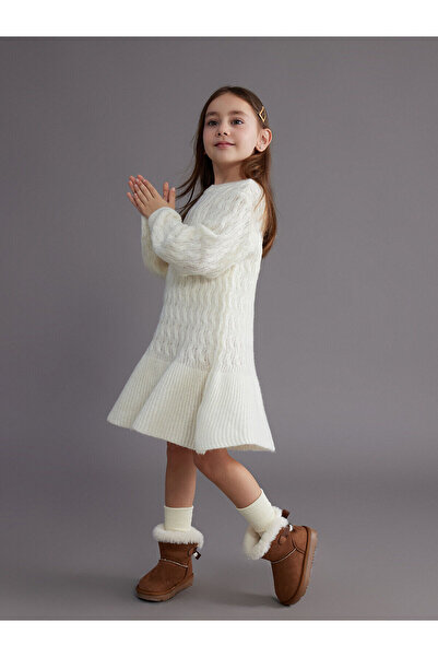 LC Waikiki guler rotund Rochie de tricotat pentru fete