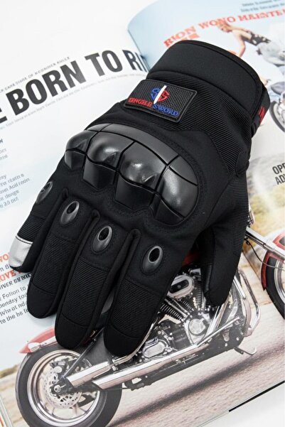 SINGLE SWORD Tam Parmak Reflektörlü Motosiklet Sürüş Eldiveni – Dokunmatik Uyumlu, Darbe ve Kavrama