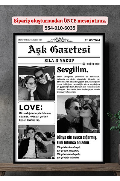 beststore Aşk Gazetesi, Anı Gazetesi, Kişiye Özel Fotoğraflı Tablo, Sevgiliye Özel Hediye