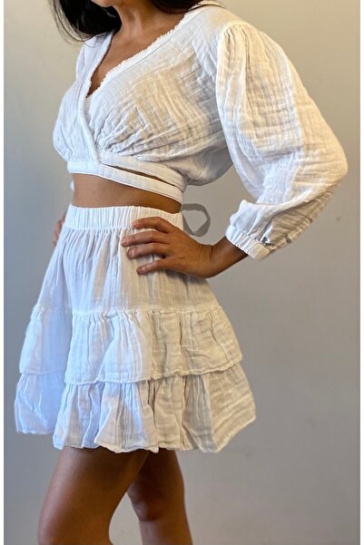 Gabi Gabrielle Helene Pamuk Müslin Fırfırlı Etek