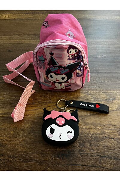 synshop GÜLÜMSE GEL KONSEPT Kuromi Yan Çapraz Çanta Cüzdan Set Kız Çocuk Adve...