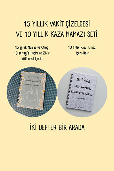 beticraft 15 yıllık vakit namazı, 10 yıllık kaza namazı, 2'li set, İslami planlayıcı, namaz çizelgesi