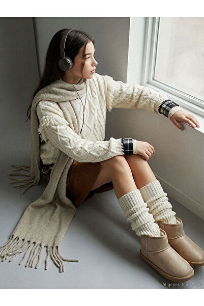 LC Waikiki Crew Neck Patterned Girl's Knitwear Sweater