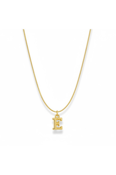CAXBERN Minimal E Harfi Kararmaz 316l Çelik Kolye Altın Kaplama
