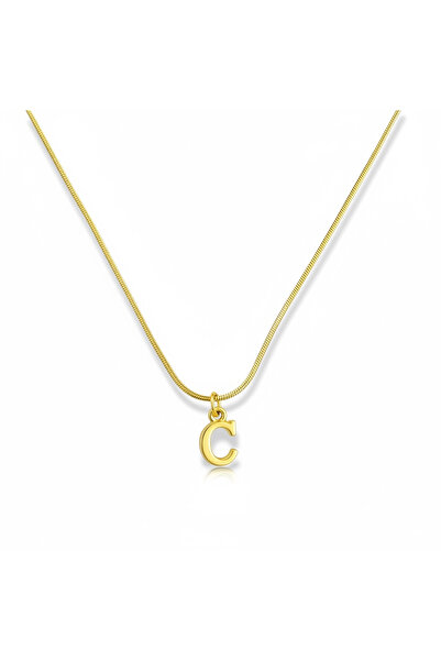 CAXBERN Minimal C Harfi Kararmaz 316l Çelik Kolye Altın Kaplama
