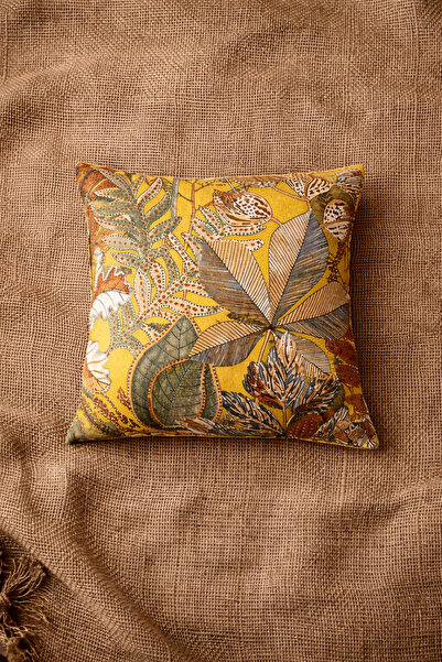 Alacastore Față de Pernă Model Frunză Galben Muștar 44x44 Cm