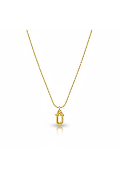 CAXBERN Minimal Ü Harfi Kararmaz 316l Çelik Kolye Altın Kaplama