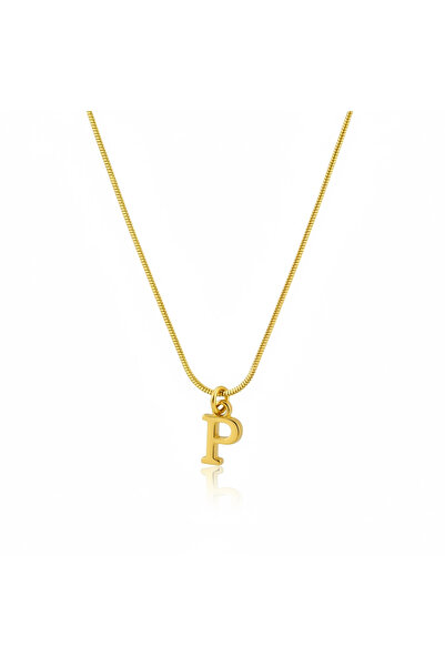 CAXBERN Minimal P Harfi Kararmaz 316l Çelik Kolye Altın Kaplama