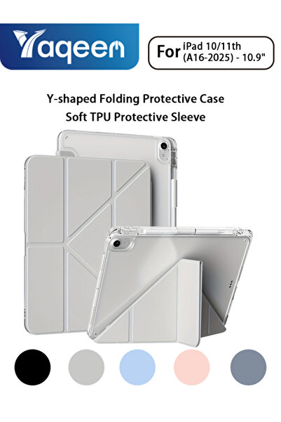 yaqeen حافظة شفافة على شكل حرف Y من مادة TPU لجهاز iPad 11th (A16) وiPad 10th Generation مقاس 10.9 بوصة مع فتحة للقلم