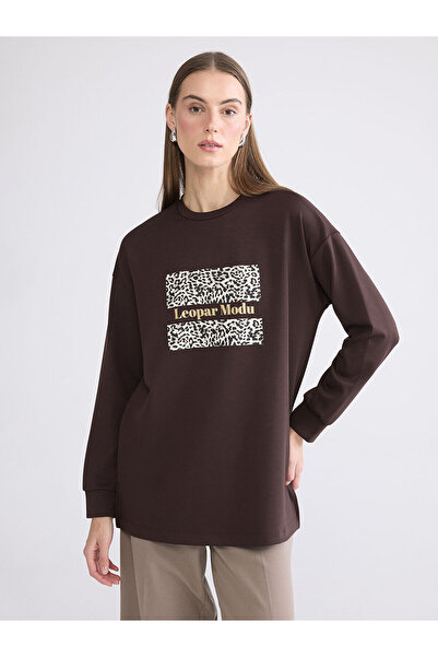 LC Waikiki Vizyon New Season Printed Oversized Women's Sweatshirt Tunic