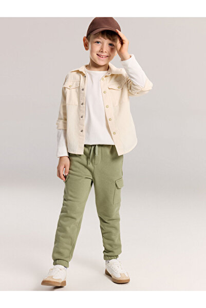 LC Waikiki Πράσινο ανδρικό παντελόνι Jogger με ελαστική μέση