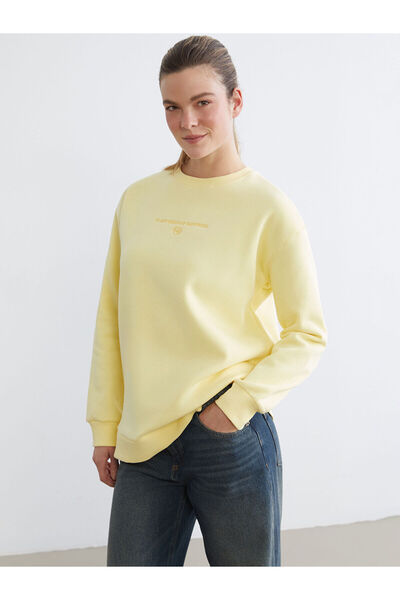 LC Waikiki Embroidered Oversize Women's Thick Sweatshirt