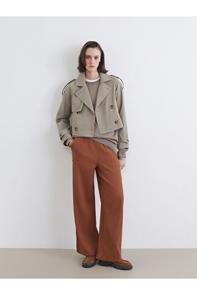 LC Waikiki Peak New Season Elastic Waist Textured Muslin Women's Trousers