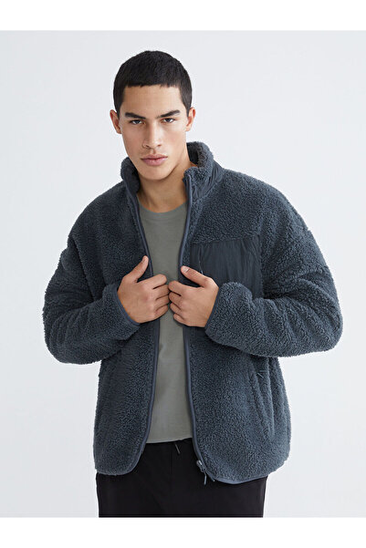 LC Waikiki Vizyon New Season Mock Neck Plush Men's Zippered Sweatshirt