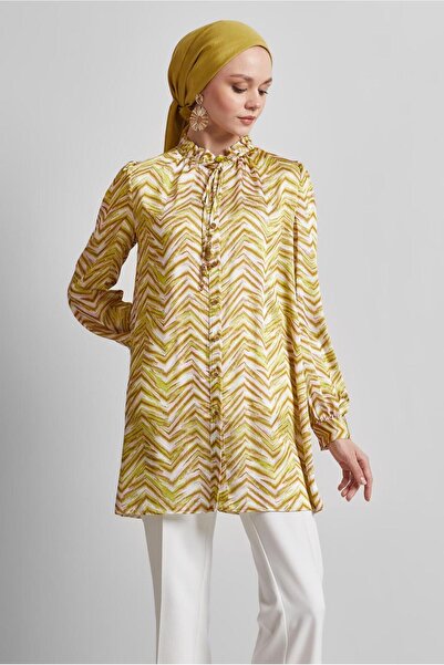 Alvina Patterned Satin Tunic Model: 45401