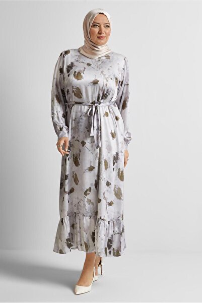 Alvina فستان ساتان مزين بحزام 20727