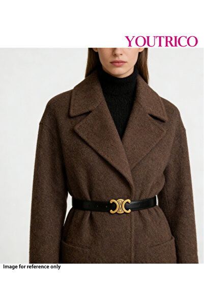 Youtrico حزام نسائي من الجلد الطبيعي - تصميم مشبك مقوس