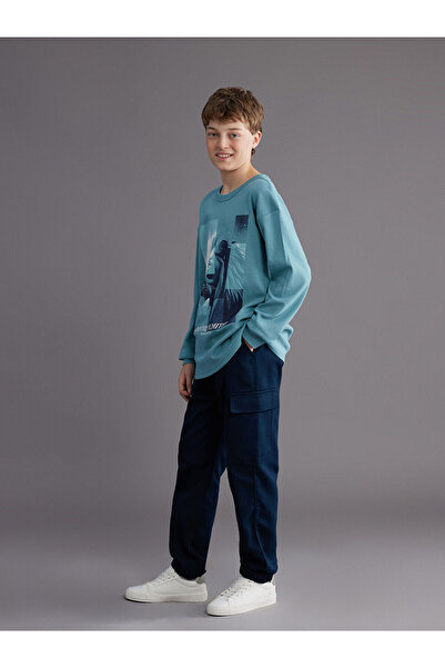 LC Waikiki Pantaloni cargo pentru băieți, cu talie elastică, Peak New Season