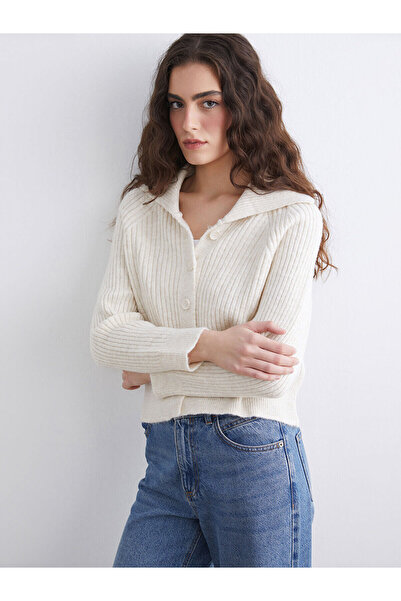 LC Waikiki Cardigan tricot pentru femei LCW Vision Polo Neck