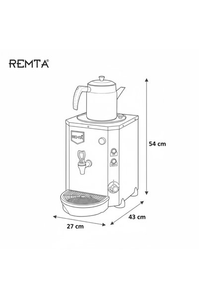 Remta Tek Demlikli Jumbo Çay Makinesi Elektrikli Semaver Çay Ocağı 9 lt