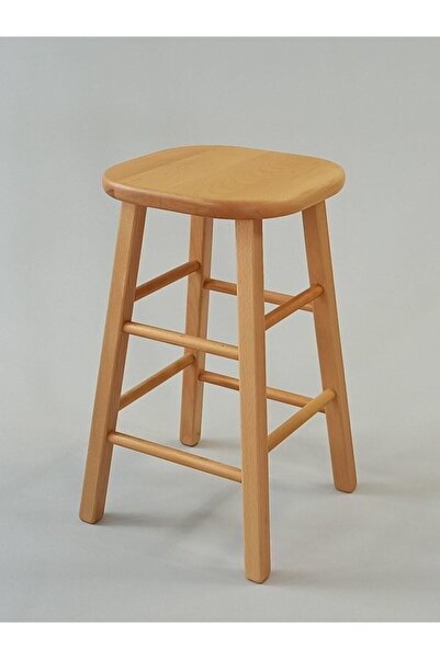 Özer Aldoğan 60cm Ahşap Bar Taburesi Cilalı