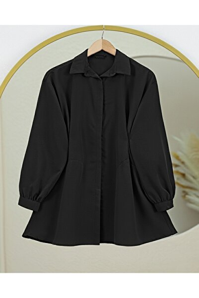 Modamorfo Оверсайз риза със скрити копчета - черна
