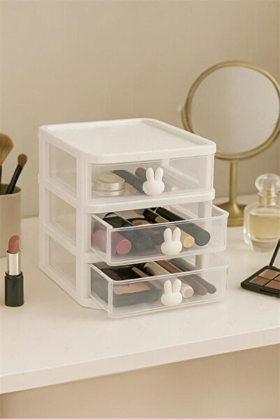 Bayev منظم مكياج باني بثلاثة أدراج - منظم أدوات التجميل والفرشاة مع أقسام
