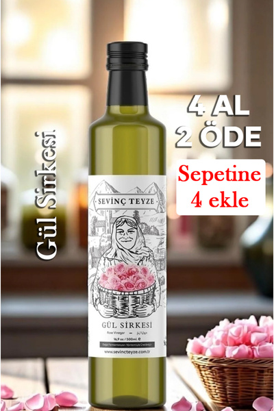 Organik Teyze Sevinç Teyze Doğal Fermantasyon Gül Sirkesi, Rose Vinegar 500ml