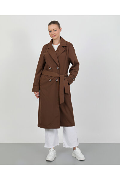 TANISA Sora Önü Düğmeli Kruvaze Yaka Trenckot TNS-4391