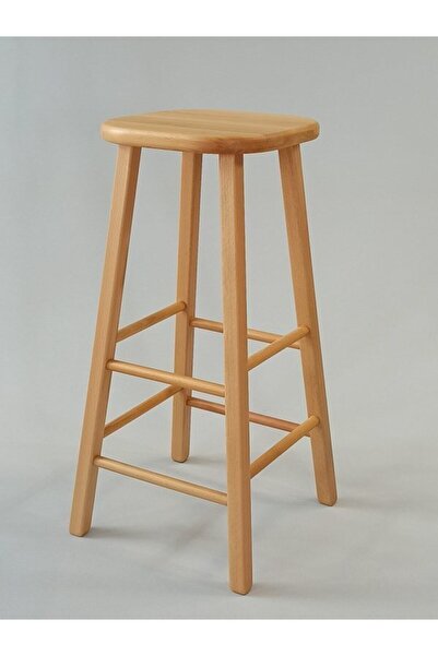 Özer Aldoğan 80cm Ahşap Bar Taburesi Cilalı