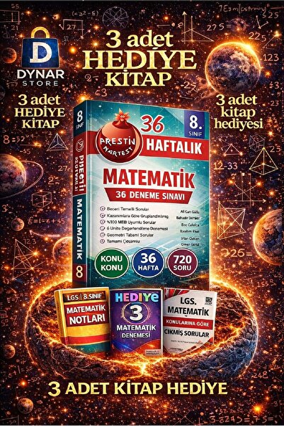Nartest Yayınları Nartest 8. Sınıf 36 Haftalık Matematik Denemeleri prestij