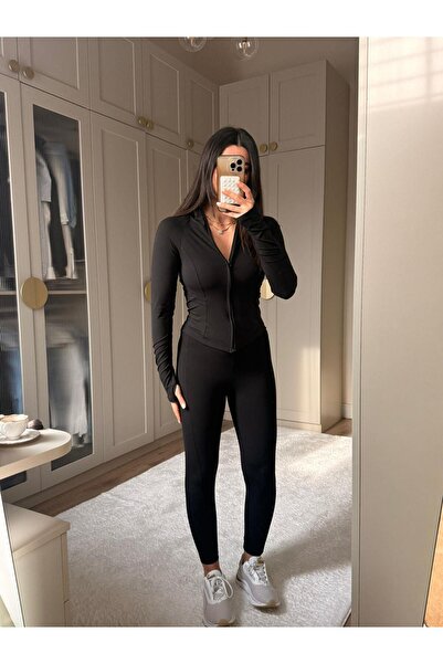 Bade Butik Black Soft Textured Design Athlete Suit