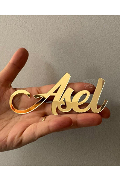 Neon Pleksi İsim Etiket 12x5 cm Kendinden Yapışkanlı Süs ( 1 Adet )