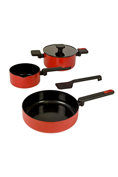 Kela Mira Tencere Seti 5 Parça Kırmızı
