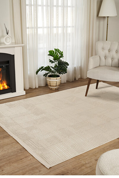 Konfor Halı Marla 2002 Krem Hav Toz Vermez Salon Mutfak Koridor Oturma Odası ...